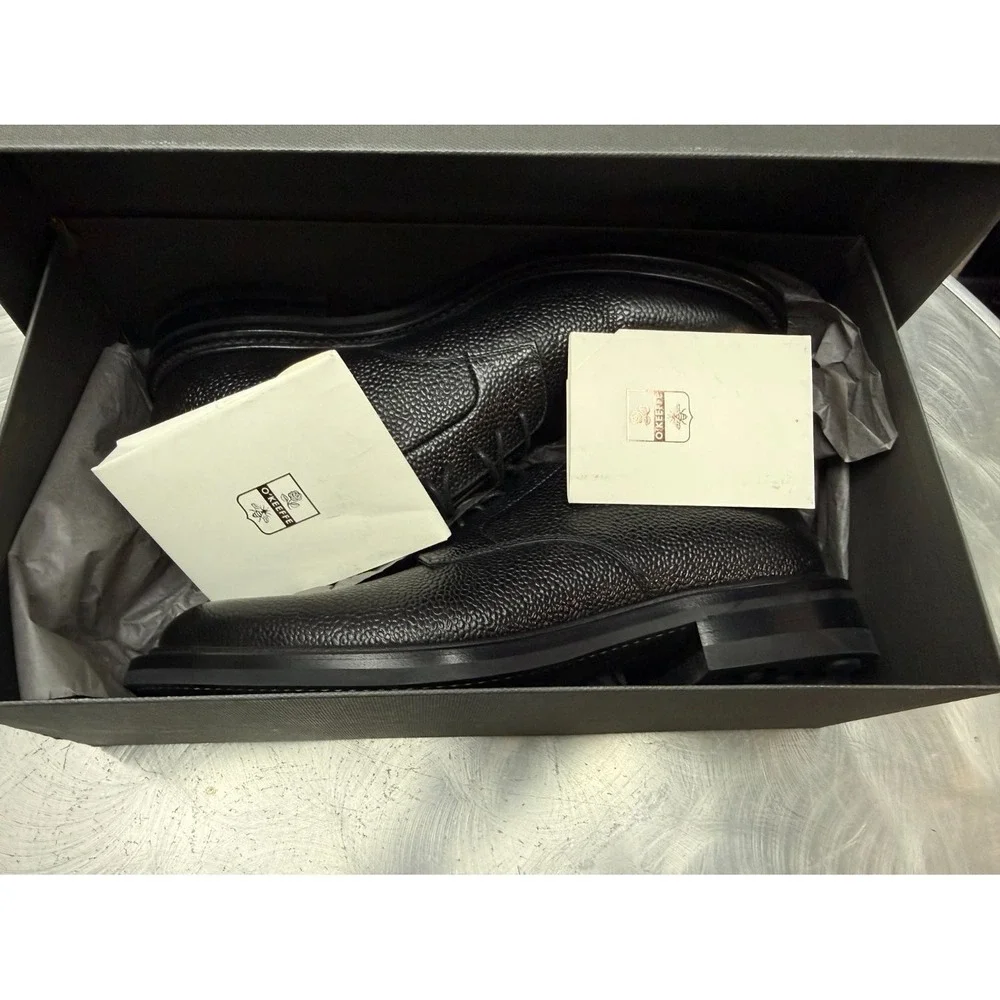 O'Keeffe Idro Pebble Nero Black Leather Derby Shoes Dainite Sole OK1309 Mens 8
